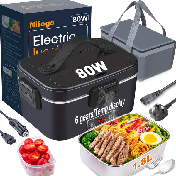 Electric Lunch Box 1.8L 80W - Multi-Voltage Food Warmer for Car, Truck & Office