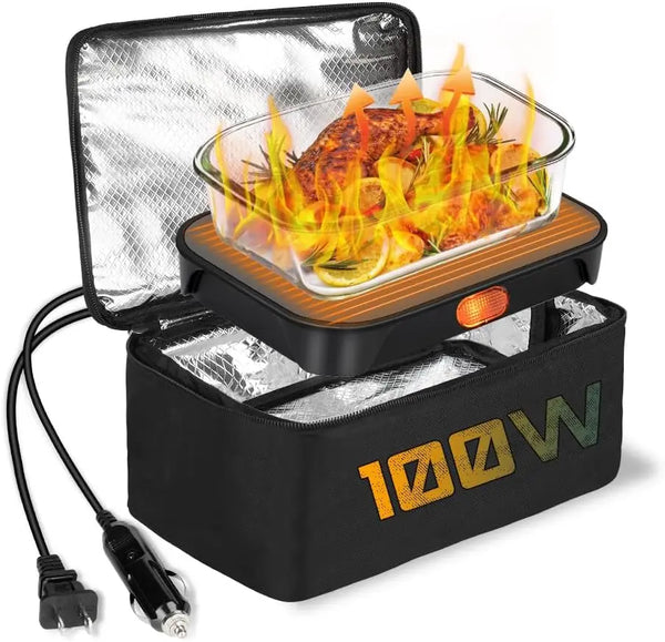 100W electric food warmer - portable food warmer box & heated lunch bag.